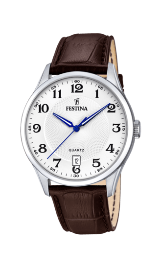 OROLOGIO FESTINA COLLEZIONE ACCIAIO CLASSICO F20426/1 COLORE BIANCO, CINTURINO IN PELLE, UOMO