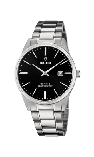 OROLOGIO FESTINA COLLEZIONE ACCIAIO CLASSICO F20511/4 COLORE NERO, BRACCIALE IN ACCIAIO, UOMO