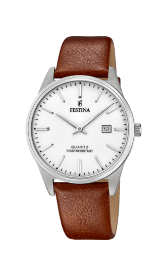 OROLOGIO FESTINA COLLEZIONE ACCIAIO CLASSICO F20512/2 COLORE ARGENTO, CINTURINO IN PELLE, UOMO