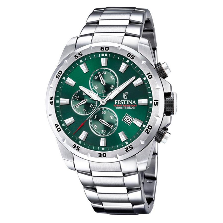 OROLOGIO FESTINA COLLEZIONE CHRONO SPORT F20463/3 COLORE VERDE, BRACCIALE IN ACCIAIO, UOMO