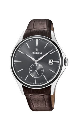 OROLOGIO FESTINA COLLEZIONE CINTURINO CLASSICO F16980/C COLORE GRIGIO, CINTURINO IN PELLE, UOMO