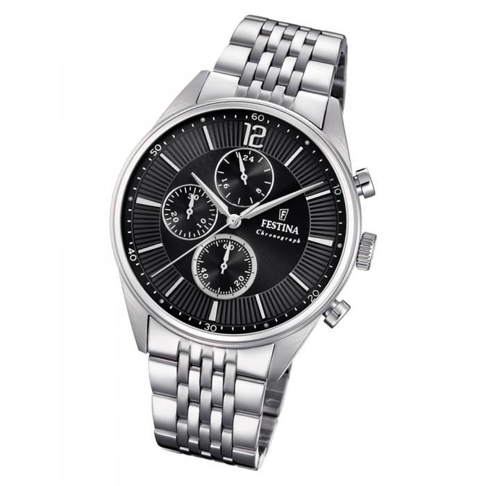 OROLOGIO FESTINA COLLEZIONE TIMELESS CRONOGRAFO F20285/4 COLORE NERO, BRACCIALE IN ACCIAIO, UOMO