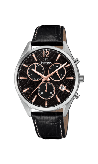OROLOGIO FESTINA COLLEZIONE TIMELESS CRONOGRAFO F6860/7 COLORE NERO, CINTURINO IN PELLE, UOMO