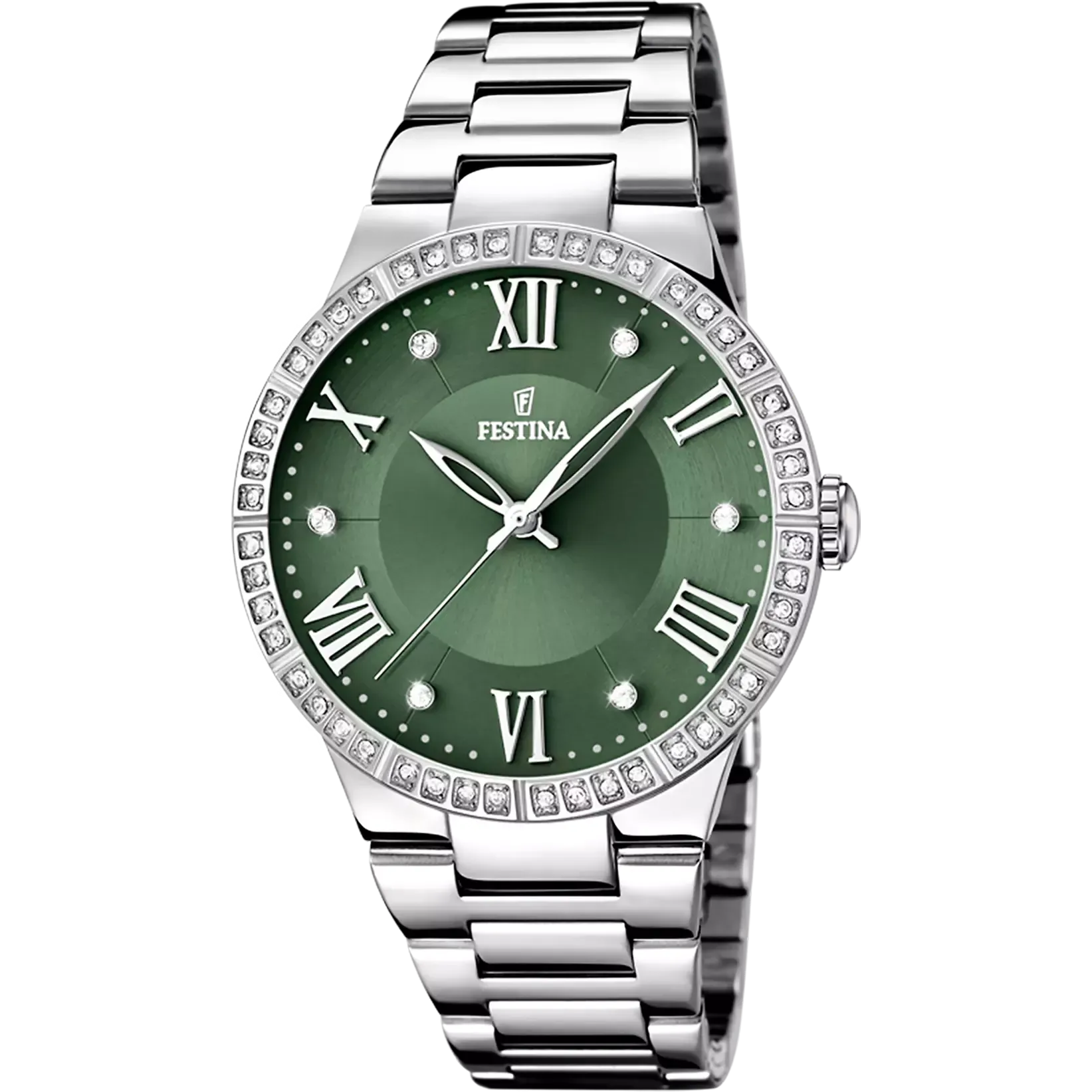 Orologio Festina Donna F16719/5 – Solo Tempo in Acciaio con Quadrante Verde e Zirconi - OROLOGIO