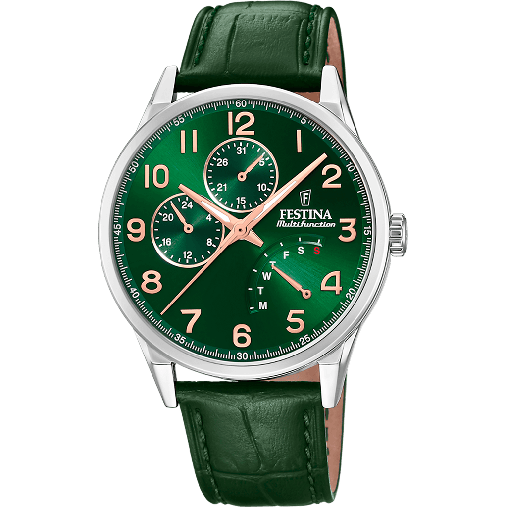 OROLOGIO FESTINA MULTIFUNCTION COLLECTION F20278/D VERDE CINGHIA PELLE, UOMO