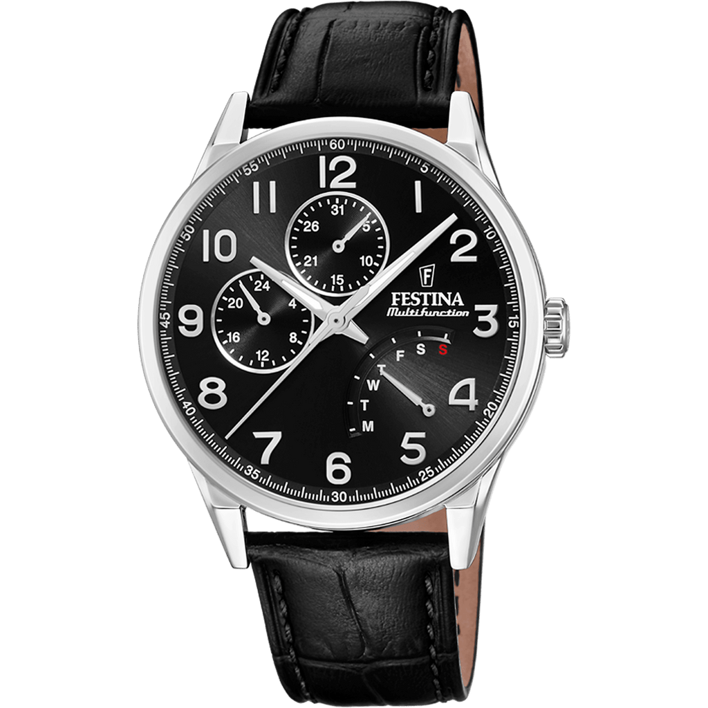 OROLOGIO FESTINA MULTIFUNZIONE COLLEZIONE F20278/C NERO CINTURINO IN PELLE, UOMO