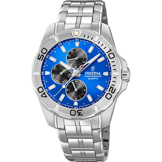 OROLOGIO FESTINA MULTIFUNZIONE COLLEZIONE F20445/4 BLU CINTURINO IN ACCIAIO, UOMO