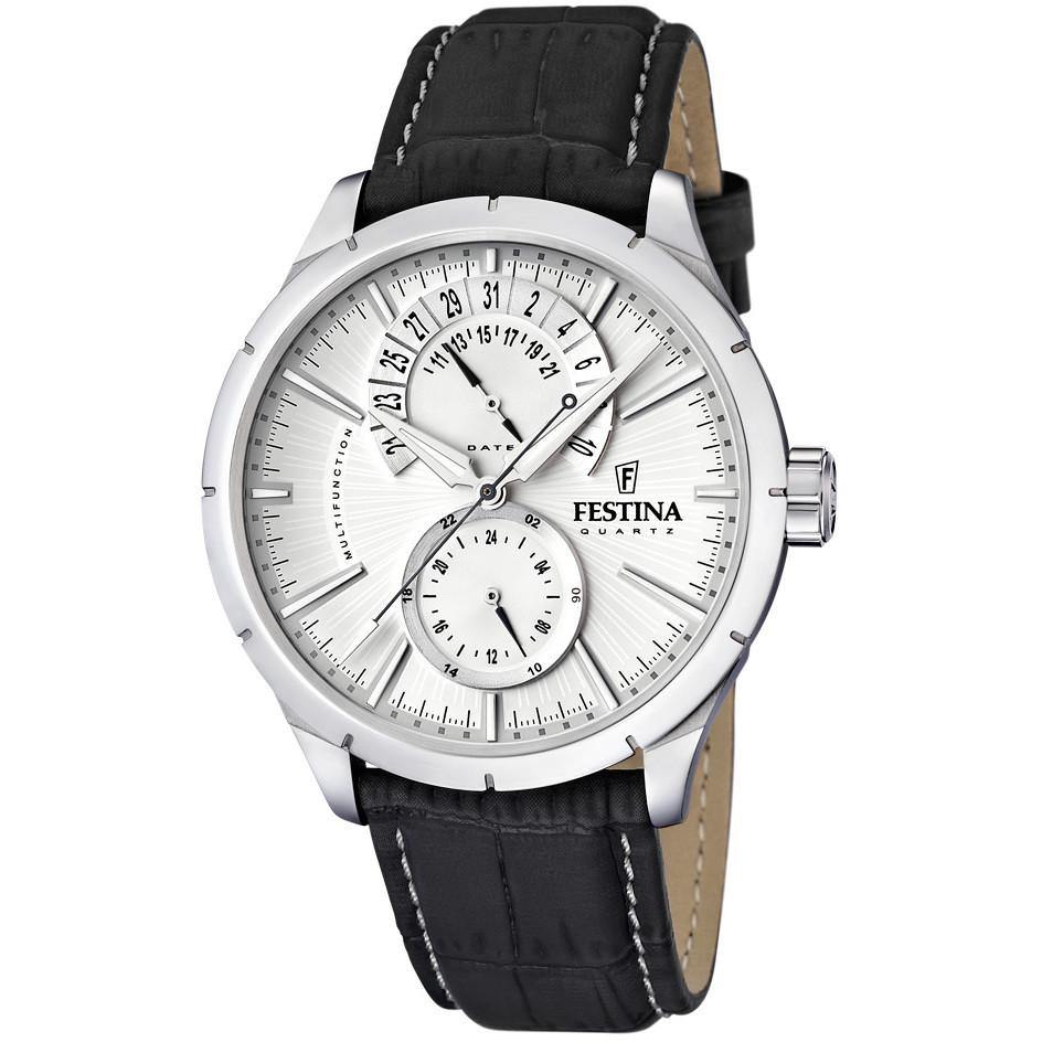 OROLOGIO FESTINA RETRO F16573/1 BIANCO CINTURINO PELLE, UOMO