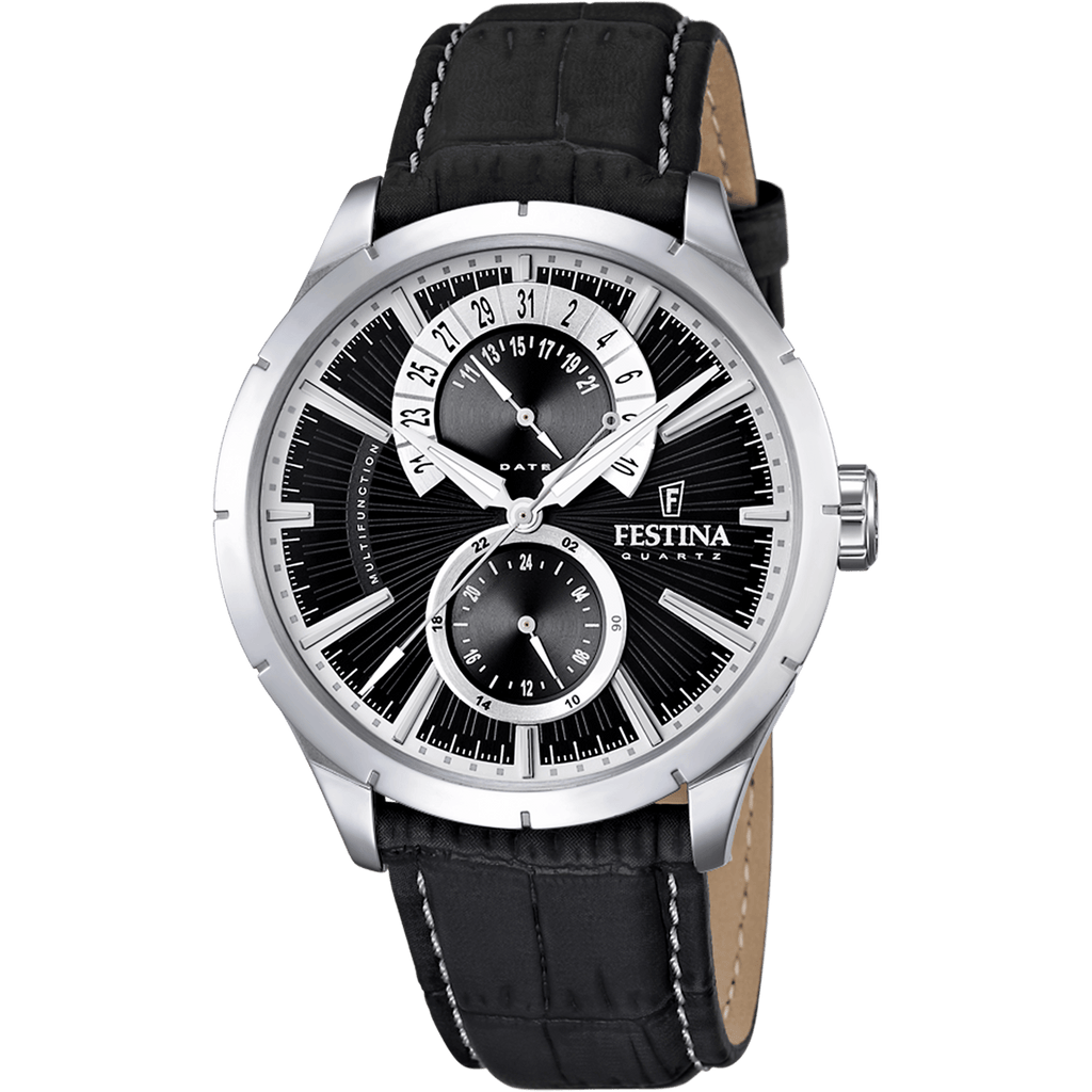 OROLOGIO FESTINA RETRO F16573/3 NERO CINTURINO IN PELLE, UOMO