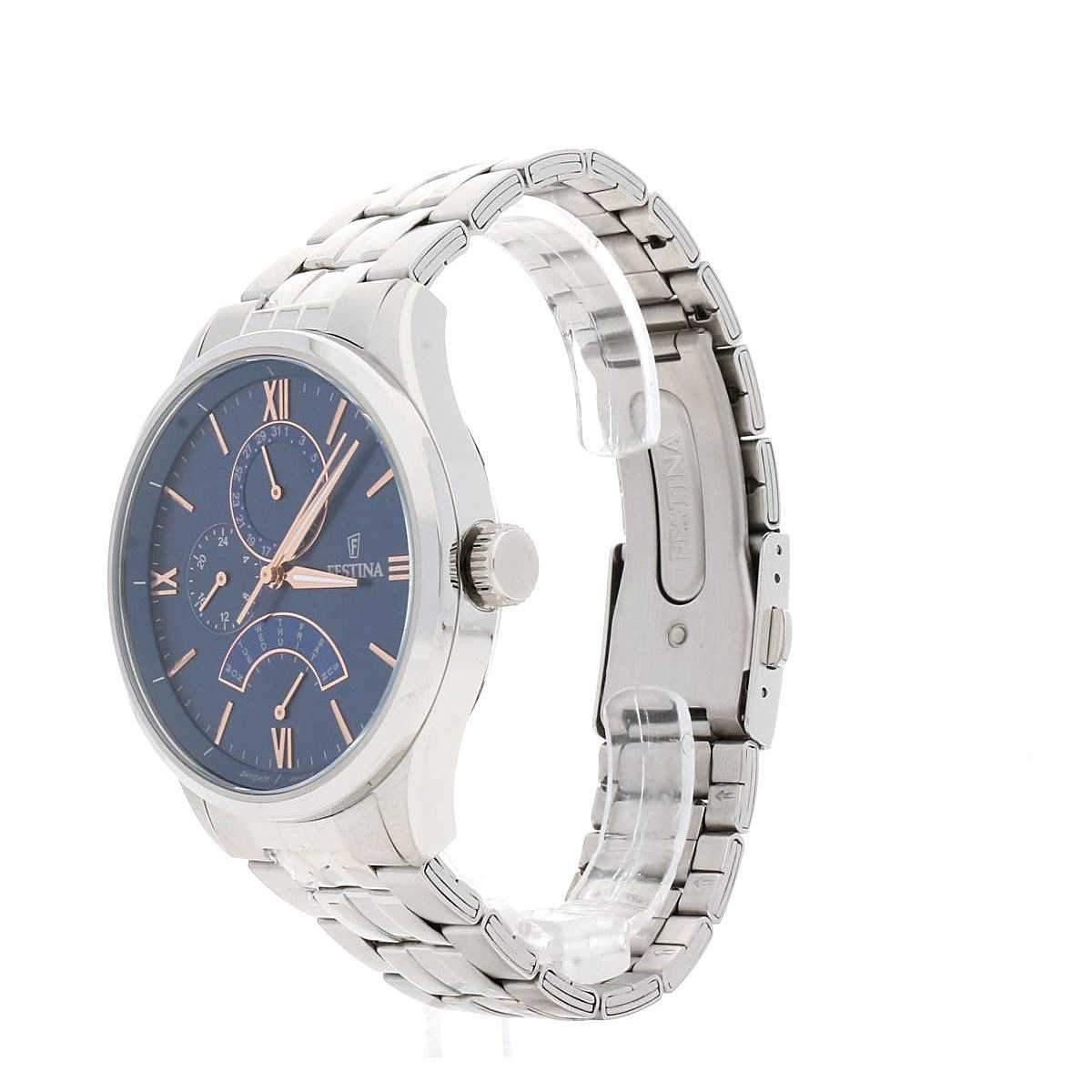 OROLOGIO FESTINA RETRO F16822/3 AZZURO CINTURINO ACCIAIO, UOMO