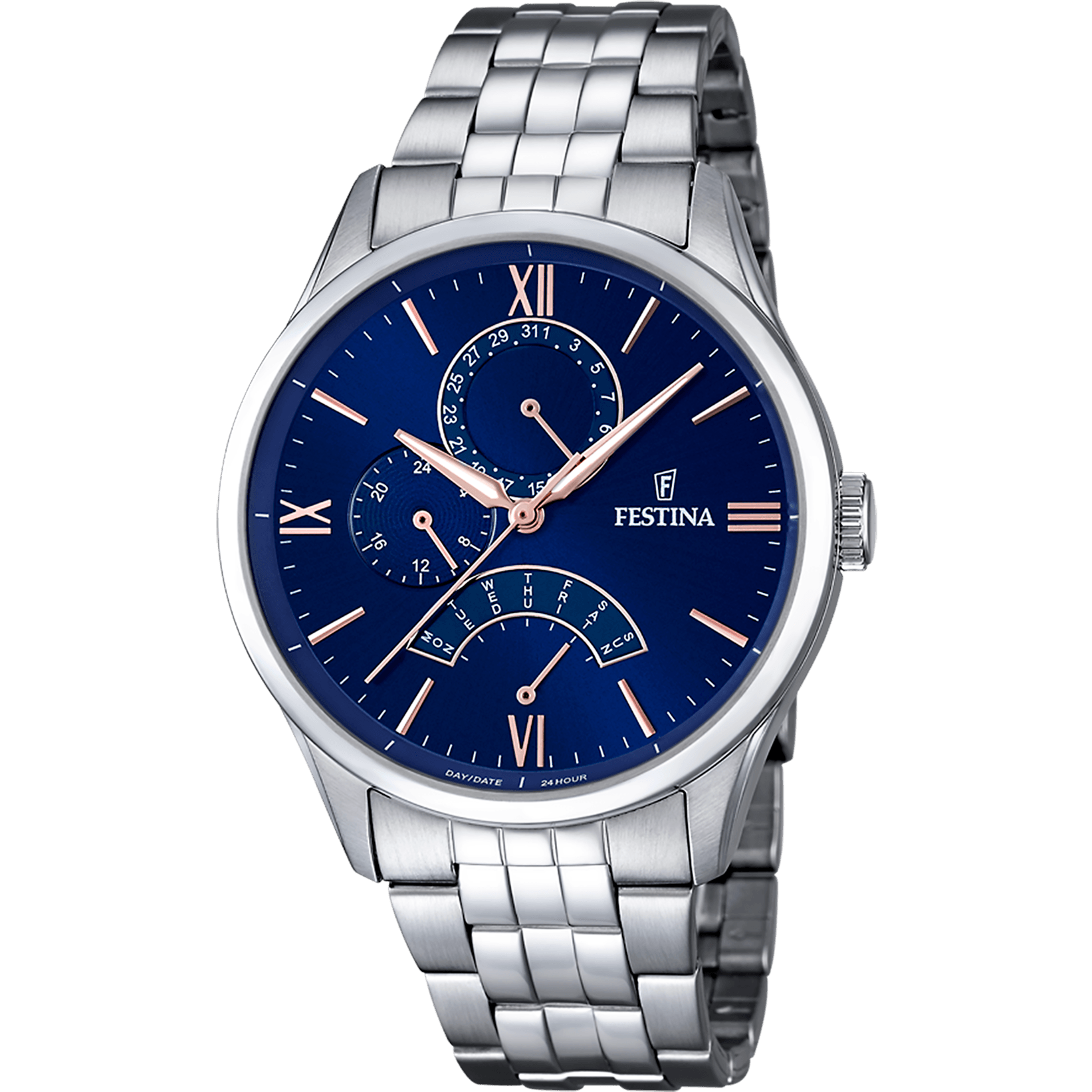 OROLOGIO FESTINA RETRO F16822/3 AZZURO CINTURINO ACCIAIO, UOMO