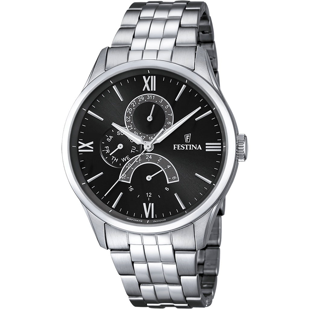 OROLOGIO FESTINA RETRO F16822/4 NERO CINTURINO IN ACCIAIO, UOMO