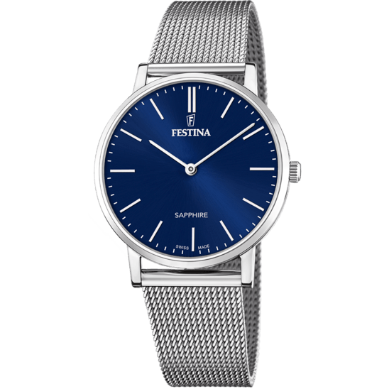 OROLOGIO FESTINA SWISS MADE BLU CINTURINO IN ACCIAIO, UOMO