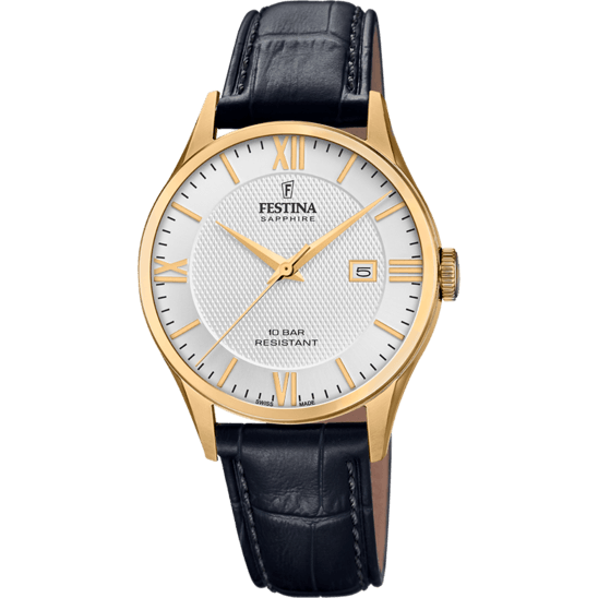 OROLOGIO FESTINA SWISS MADE F20010/2 ARGENTO CINTURINO IN PELLE, UOMO