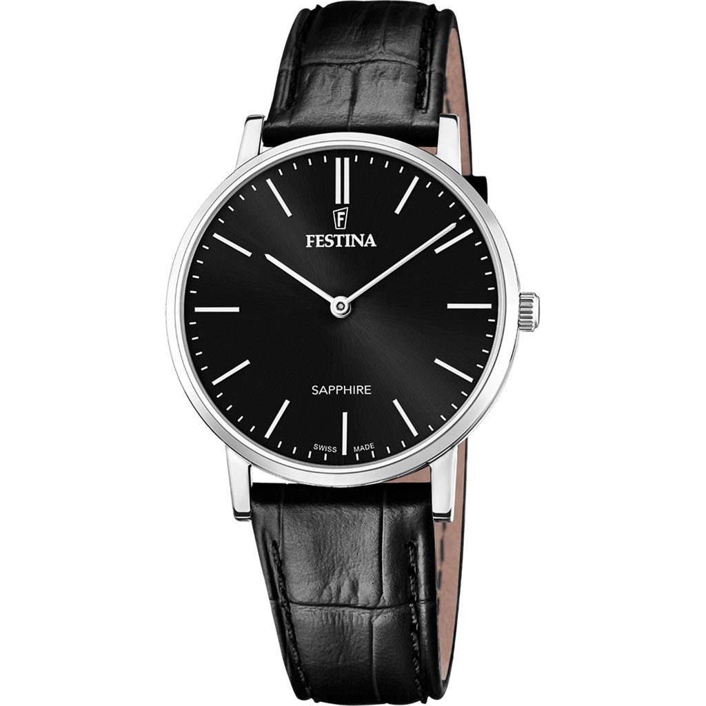 OROLOGIO FESTINA SWISS MADE NERO CINTURINO IN PELLE, UOMO