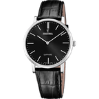 OROLOGIO FESTINA SWISS MADE NERO CINTURINO IN PELLE, UOMO