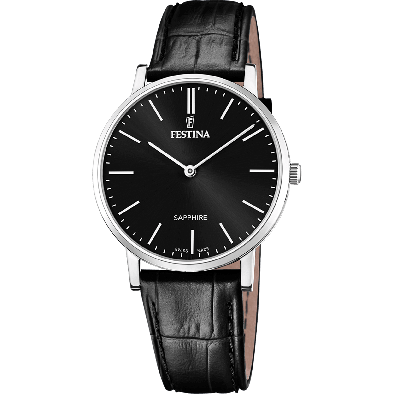 OROLOGIO FESTINA SWISS MADE NERO CINTURINO IN PELLE, UOMO