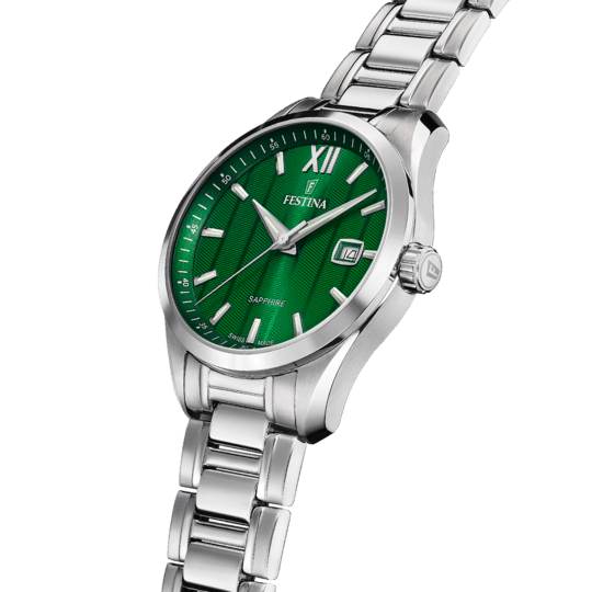 OROLOGIO FESTINA SWISS SWISS MADE VERDE CINGHIA ACCIAIO INOSSIDABILE 316L, UOMO