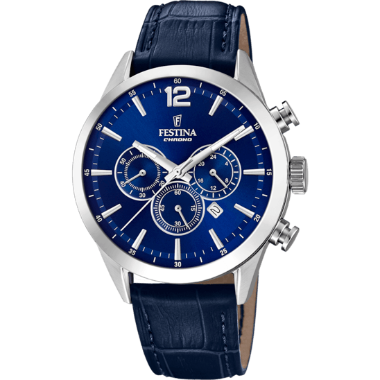 OROLOGIO FESTINA TIMELESS CHRONOGRAPH F20542/2 BLU CINTURINO IN PELLE, UOMO
