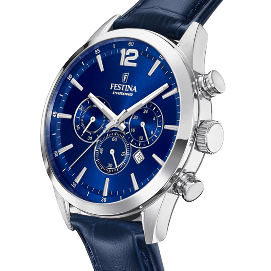 OROLOGIO FESTINA TIMELESS CHRONOGRAPH F20542/2 BLU CINTURINO IN PELLE, UOMO