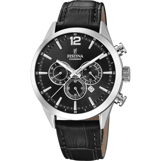 OROLOGIO FESTINA TIMELESS CHRONOGRAPH F20542/5 NERO CINTURINO IN PELLE, UOMO