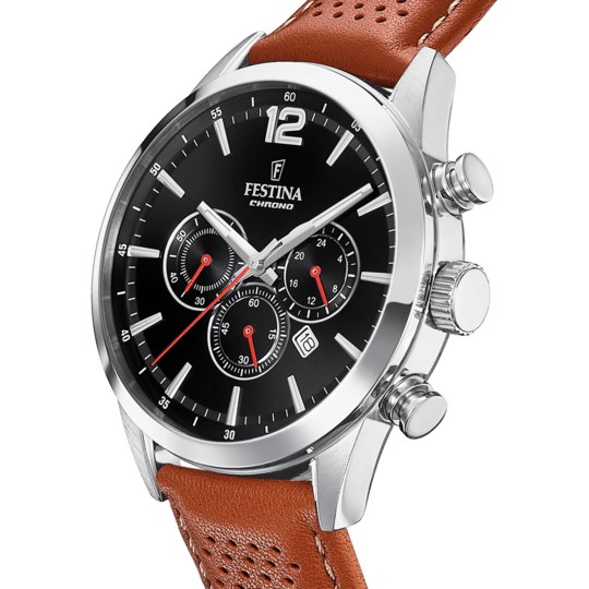 OROLOGIO FESTINA TIMELESS CHRONOGRAPH NERO CINTURINO IN PELLE, UOMO