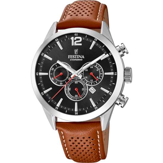 OROLOGIO FESTINA TIMELESS CHRONOGRAPH NERO CINTURINO IN PELLE, UOMO