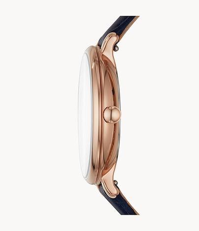 OROLOGIO JACQUELINE A TRE SFERE CON CINTURINO IN PELLE BLU NAVY