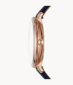 OROLOGIO JACQUELINE A TRE SFERE CON CINTURINO IN PELLE BLU NAVY