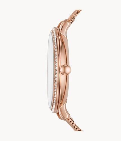 Orologio Jacqueline a tre sfere con datario e bracciale in acciaio tonalità oro rosa