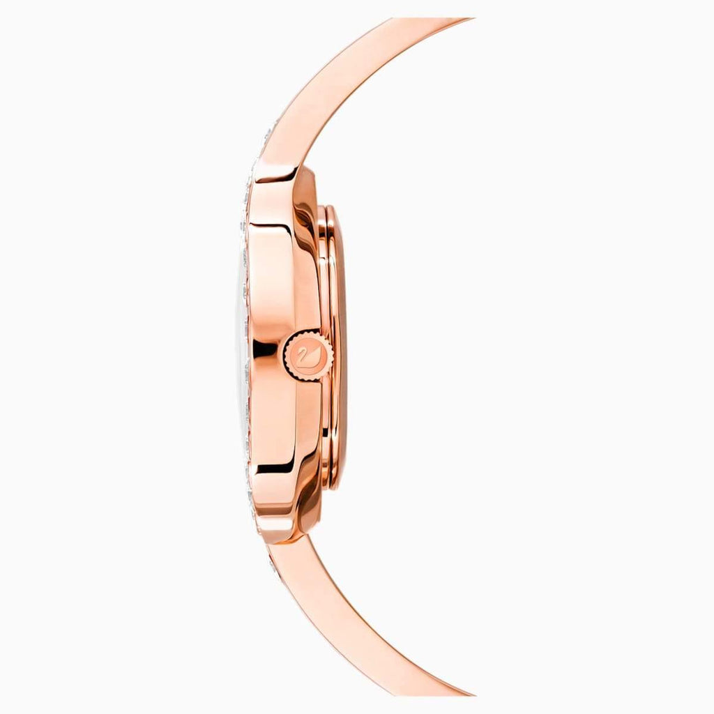 OROLOGIO LOVELY CRYSTALS BANGLE, BRACCIALE DI METALLO, BIANCO, PVD ORO ROSA