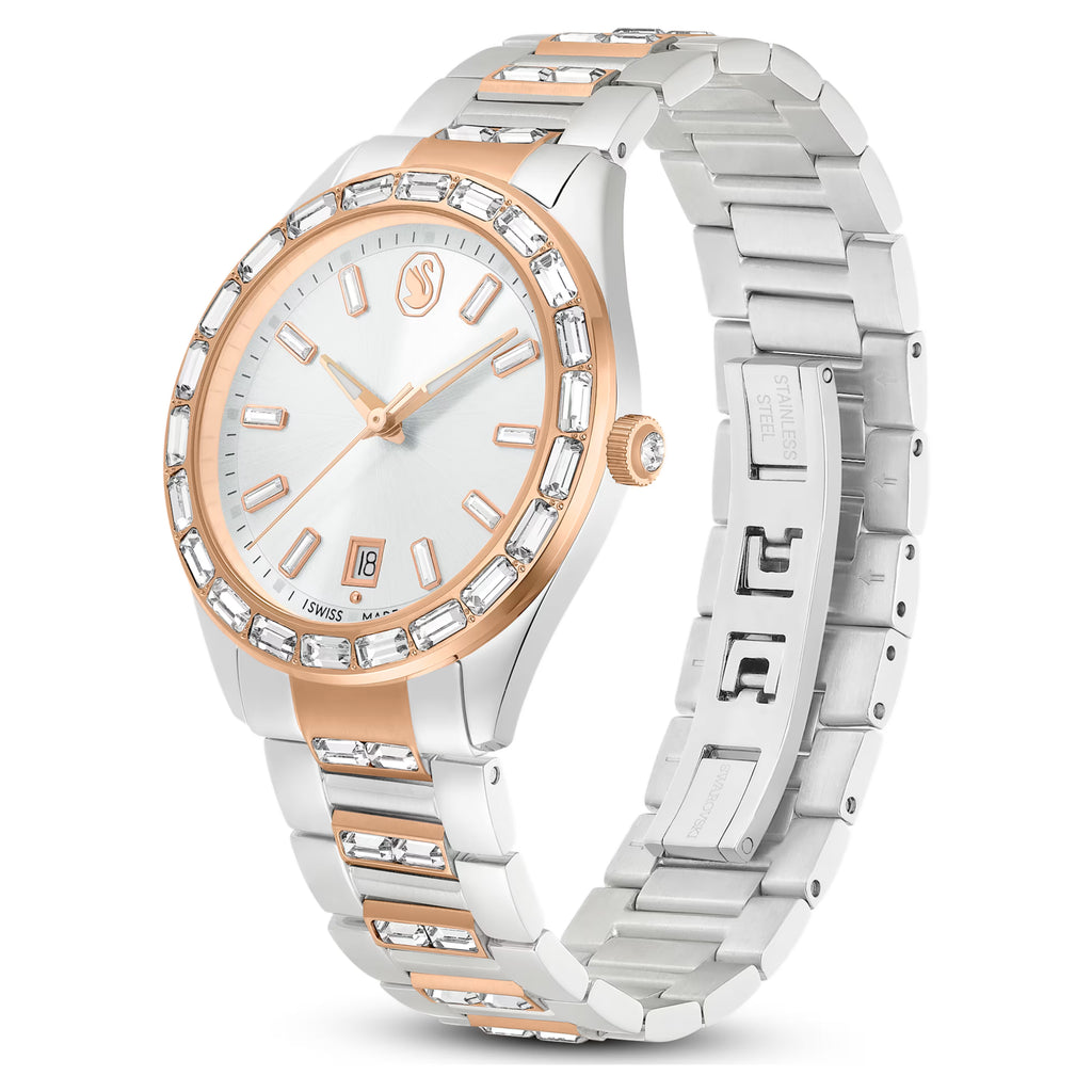 Orologio Matrix date Fabbricato in Svizzera, Bracciale di metallo, Tono oro rosa, Mix di finiture
