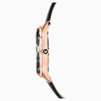 OROLOGIO OCTEA NOVA, CINTURINO IN PELLE, NERO, PVD ORO ROSA