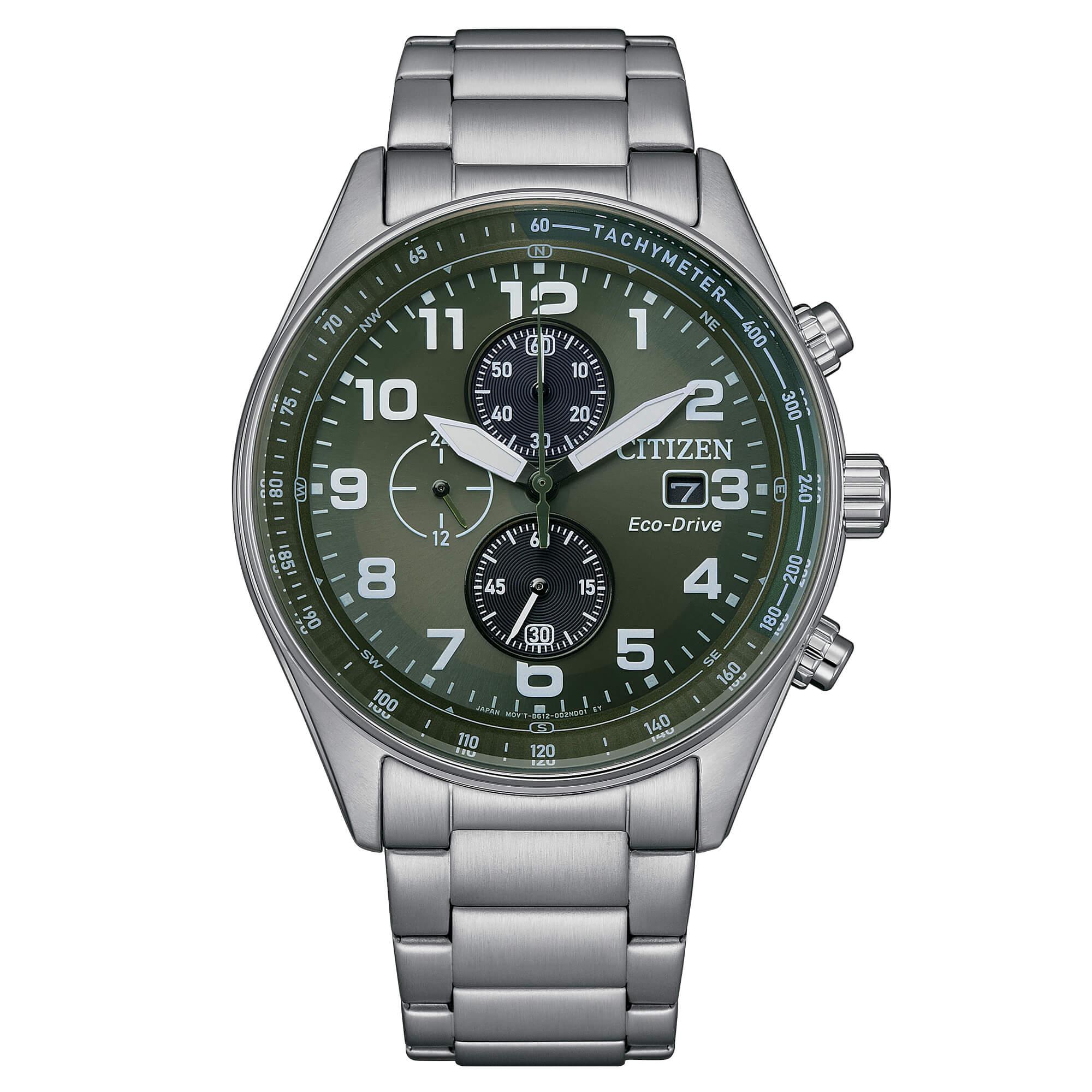 Orologio Uomo Citizen Eco Drive Cronografo Verde Urban OF Acciaio CA0770-72X