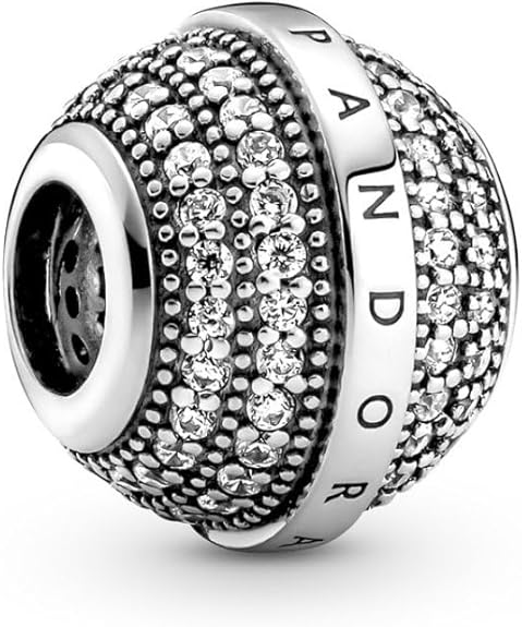 PANDORA Charm Pavé e logo in argento - CHARM