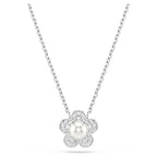 Pendente Ariana Grande x Swarovski Crystal Pearl Taglio Round Fiore Bianco Placcato rodio - COLLANA