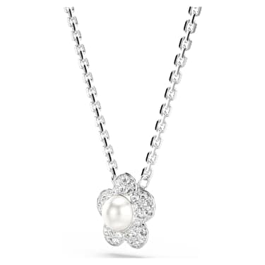 Pendente Ariana Grande x Swarovski Crystal Pearl Taglio Round Fiore Bianco Placcato rodio - COLLANA