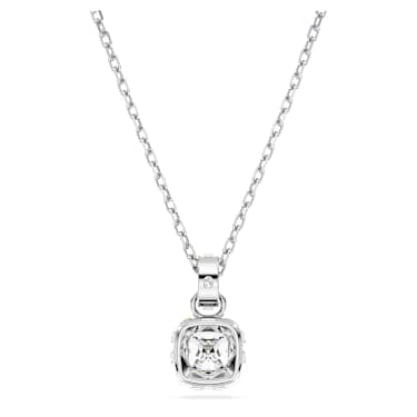 Pendente Birthstone-Taglio squadrato Aprile Bianco Placcato rodio - COLLANE