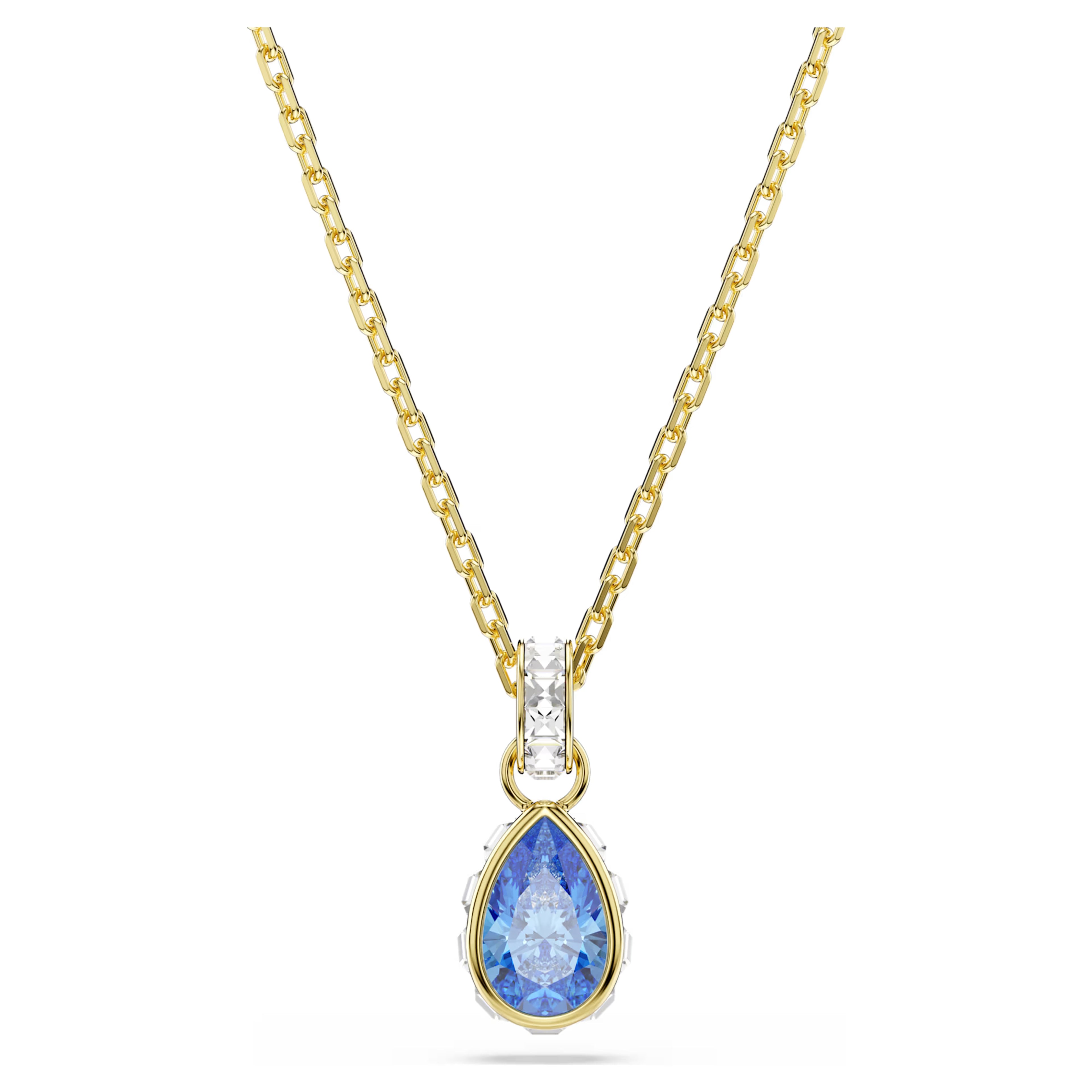 Pendente Chroma Taglio Pear, Blu, Finitura oro 18K