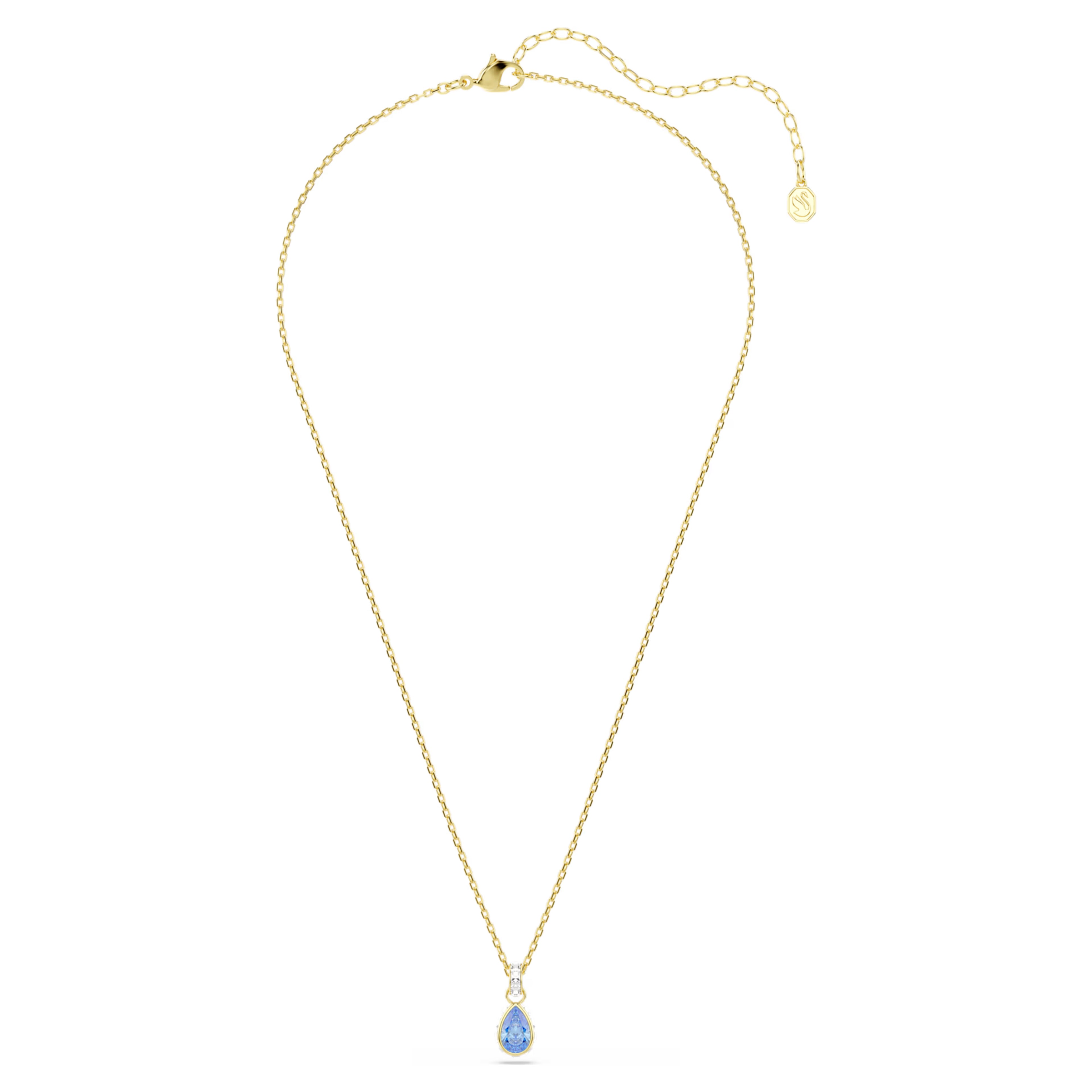 Pendente Chroma Taglio Pear, Blu, Finitura oro 18K