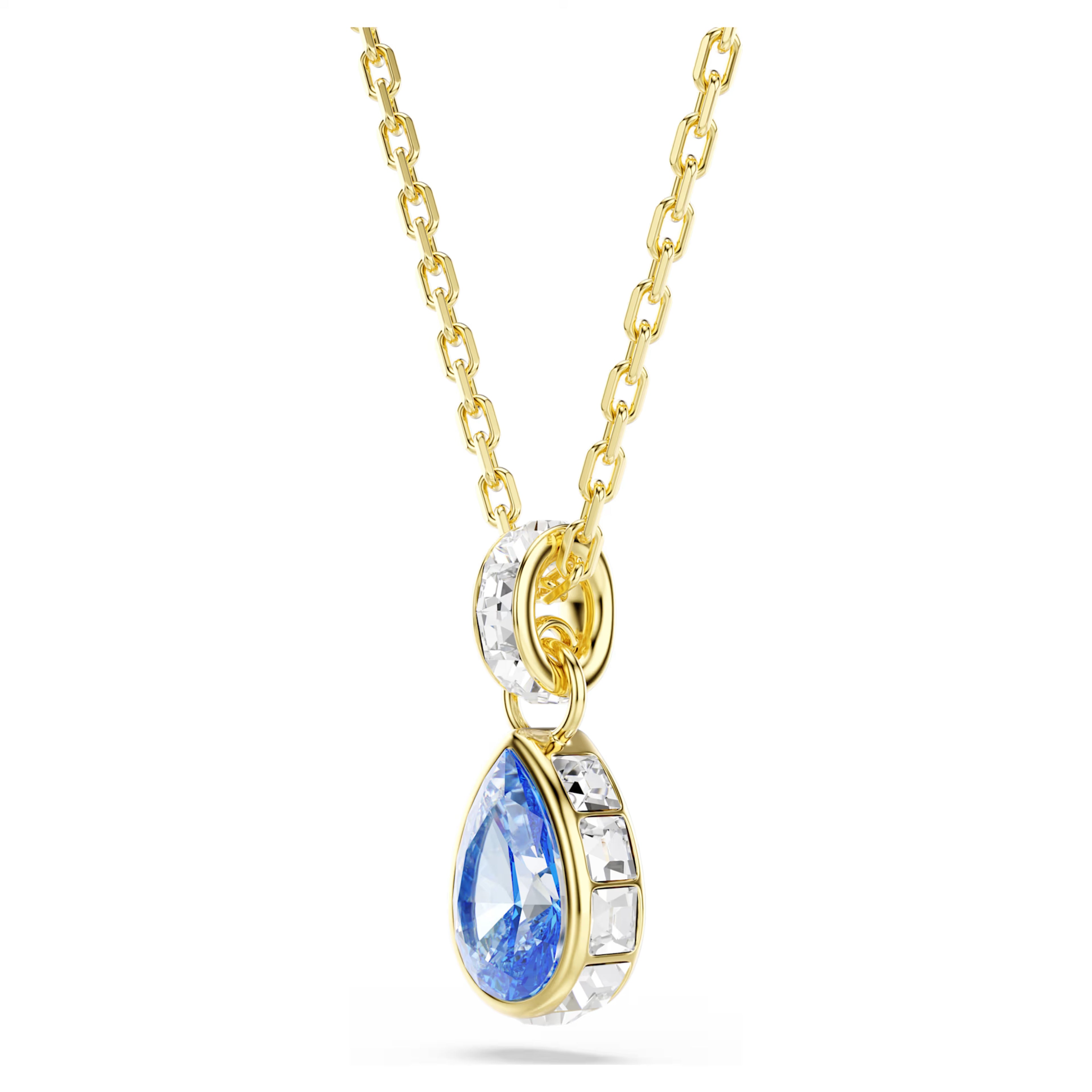 Pendente Chroma Taglio Pear, Blu, Finitura oro 18K