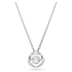 Pendente Constella Taglio Round Dancing stone Bianco Placcato rodio - COLLANA