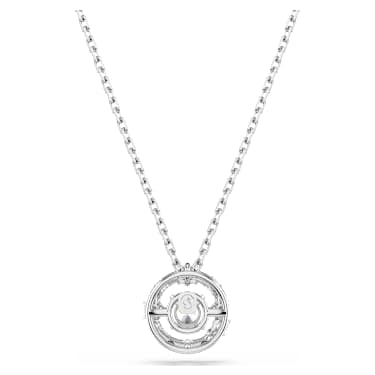 Pendente Constella Taglio Round Dancing stone Bianco Placcato rodio - COLLANA