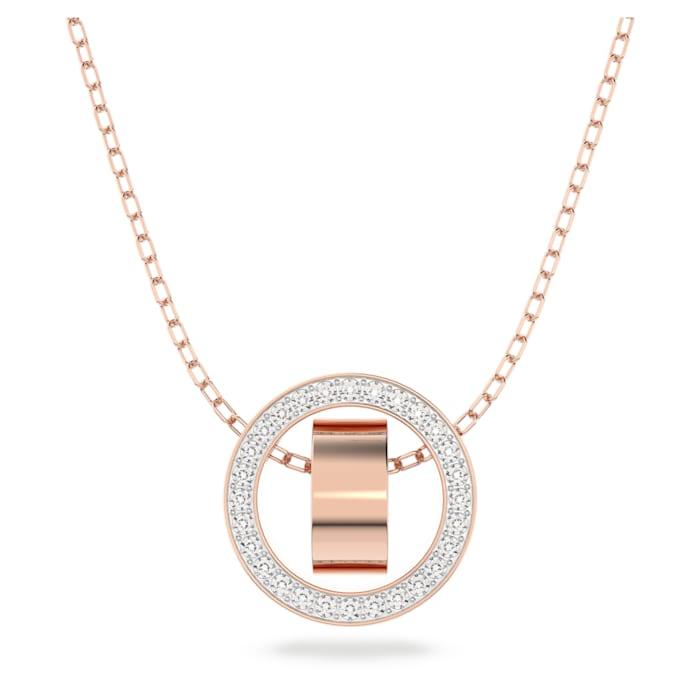 Pendente Hollow Cerchio, Bianco, Placcato color oro rosa