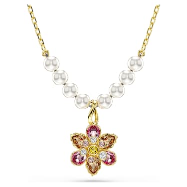 Pendente Idyllia Crystal Pearl Taglio misto Fiore Multicolore Placcato color oro - COLLANA