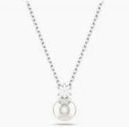 Pendente Matrix Crystal Pearl, Taglio Round, Bianco, Placcato rodio