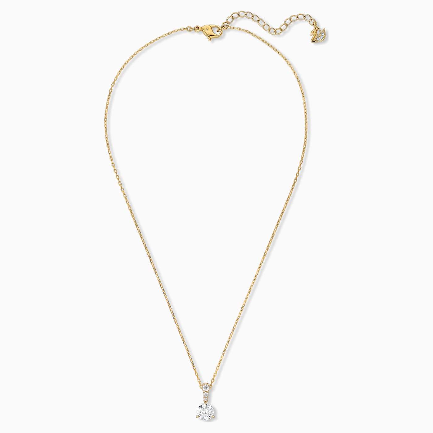 PENDENTE SOLITAIRE, BIANCO, PLACCATO COLOR ORO