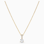 PENDENTE SOLITAIRE, BIANCO, PLACCATO COLOR ORO