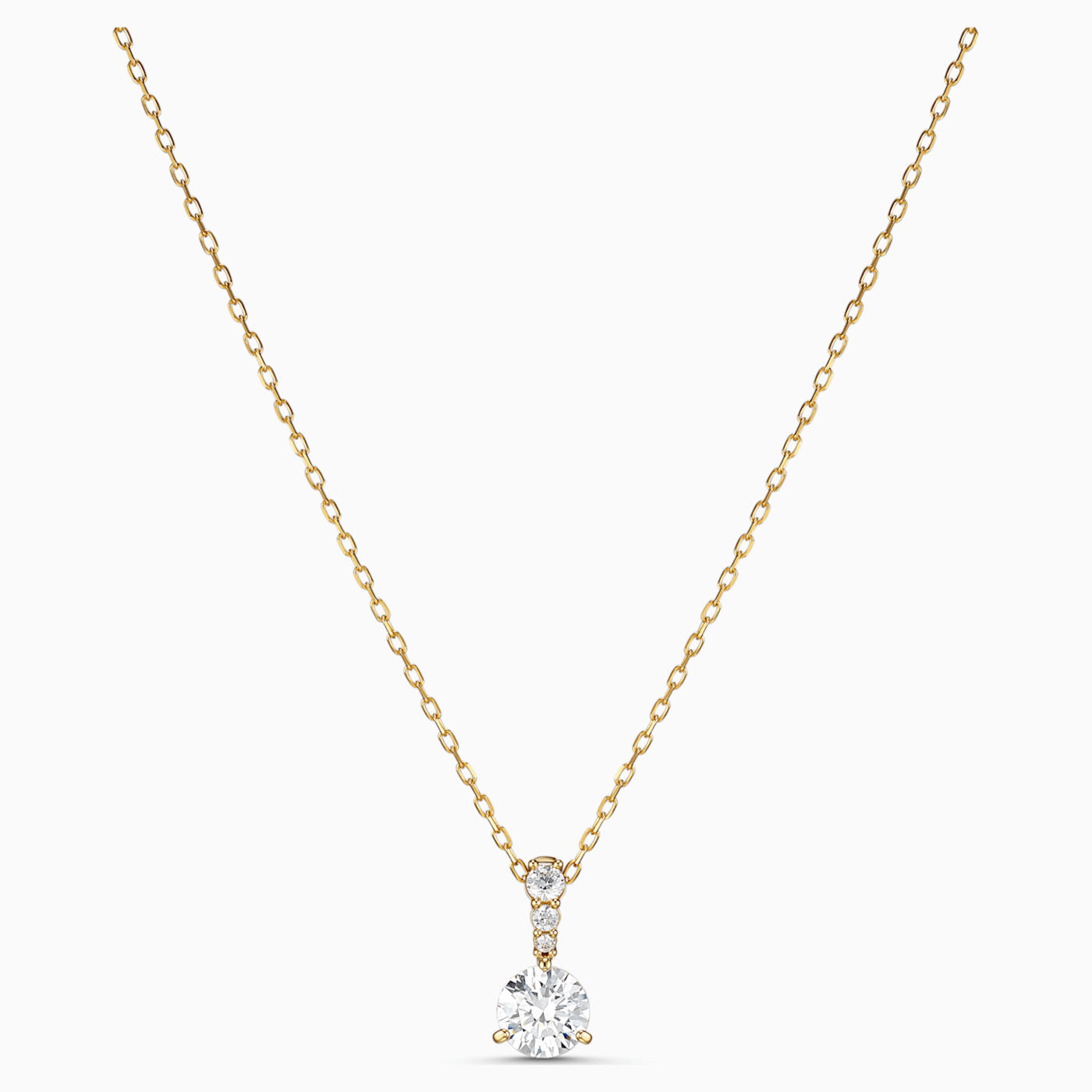 PENDENTE SOLITAIRE, BIANCO, PLACCATO COLOR ORO