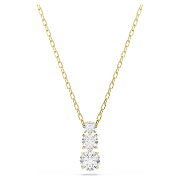 Pendente Stilla Attract Taglio Round Bianco Placcato color oro - COLLANA